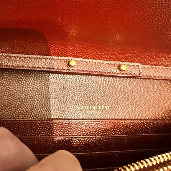 YSL AUTHENTIC medium sized gorgeous maroon color wallet on chain - Picture 10 of 12